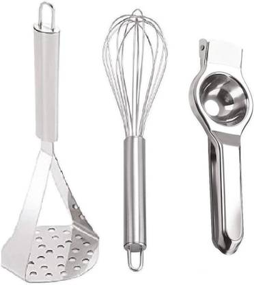 cheforia Combo of Potato Masher,Lemon Squeezer,Whisker Kitchen Tool Set