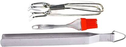 DRACO R_Wire_Pakkad & Roasting Tong for Roti fulka paneer With Butter Brush L_8 Kitchen Tool Set