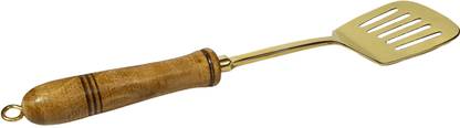 A & H ENTERPRISES Brass Slotted Turner With Wooden Handle for Turning, Frying ,Cooking Spoon Kitchen Tool Set