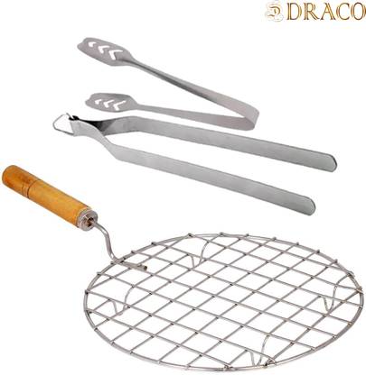 DRACO Round Roaster With Momo Chimta And Roti Chimta M_RPR+MC+C_L_5 Kitchen Tool Set