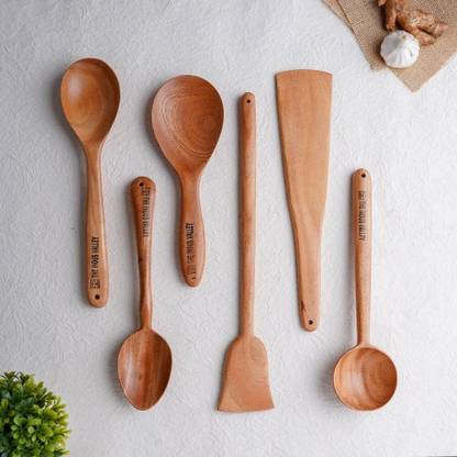The Indus Valley Cooking & Serving Spatula Set - Thick, Long, Sturdy, Large [ Set of 6 ] Kitchen Tool Set