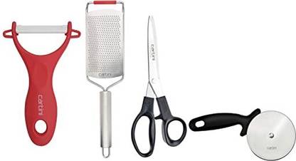 Cartini Kitchen Peeler, Grater, Scissors & Slicer Combo (Pack of 4) Kitchen Tool Set