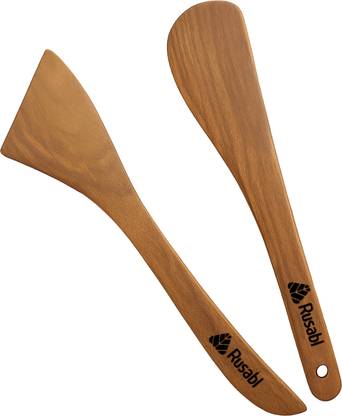 Rusabl (Pack of 2) Sheesham Wooden Spatulas, Palta-Turner & Butter Spoon for Chapati Kitchen Tool Set