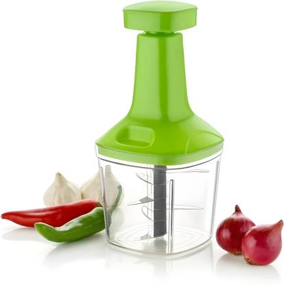 pigone 2in1 1100ml Hand Push Press Chopper 5 S.S blades for Effortless Chopping Manual Kitchen Tool Set