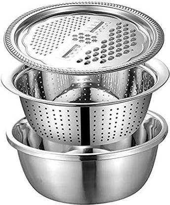 AMB Basin Colander with Lids for Vegetables Fruit Rice Food Washing Kitchen Tool Set