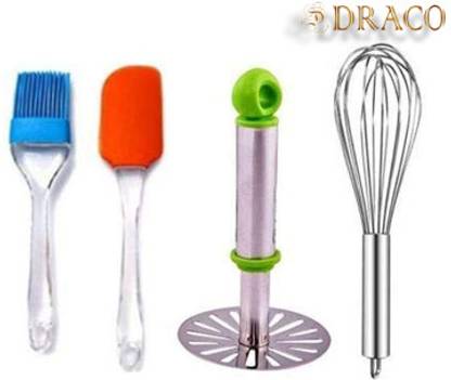 DRACO S_PM_Potatto Masher Steel Round, Egg Blender Butter Brush And Spatula_L_3 Kitchen Tool Set