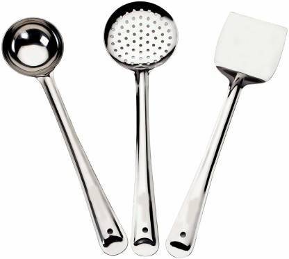 Liolis Stainless Steel Laddle, Skimmer, Cooking Turner Set Palta Chalni, karchi Set Kitchen Tool Set