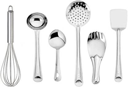 WiiBross Includes Spatula, Ladle, Skimmer, Slotted Turner, Flex Turner & Steel Whisker Kitchen Tool Set