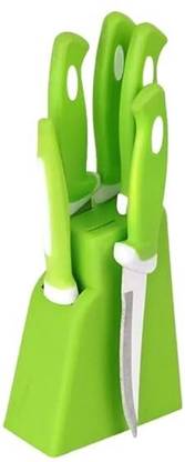 galleyway 5 Pc Plastic, Stainless Steel Knife Set Women's 1st Choice 5 Pcs Knife Set With Green Stand