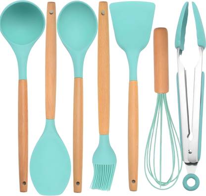 MONKHOOD Silicone Spatula Set, Wooden Handle, BPA-Free, Heat-Resistant Cooking Utensils, Non-Stick Spatula