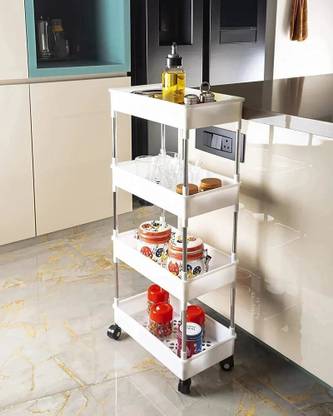 Kovea 4 Compartments plastic Kitchen Storage Trolley Plastic Kitchen Trolley
