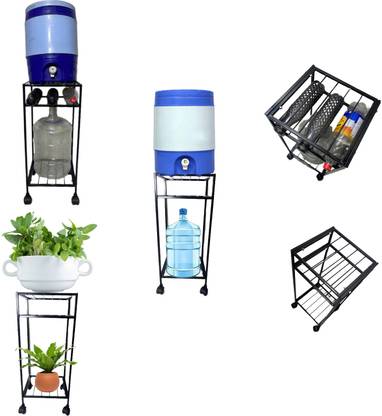 MEENA ENTERPRISES 3 Tier Water Dispenser Jug can matka 20ltr*2 1ltr *3 stand with rolling wheel Iron Kitchen Trolley