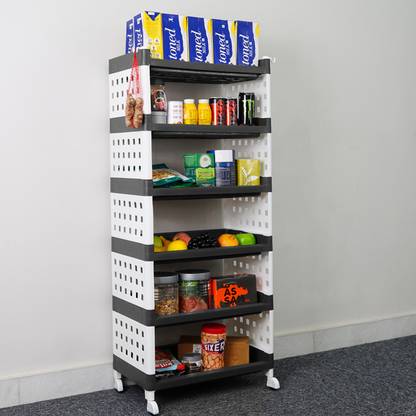 ADA 6-Tier Multipurpose Storage Shelf Rack with Wheels | Storage Organizer Cart Plastic Kitchen Trolley