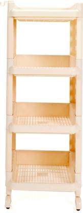ADA 4-Tier Multipurpose Storage Shelf Rack with Wheels | Storage Organizer Cart Plastic Kitchen Trolley