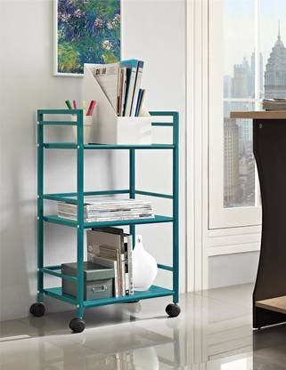 Winstar 3-Tier Heavy Duty Metal Rolling Cart with Wheels | Teal Color Iron Kitchen Trolley