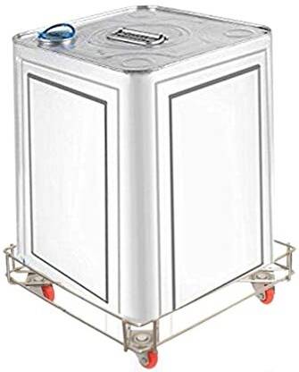 yamunaji Stainless Steel Oil Dabba Trolley with Heavy Duty Wheel Stainless Steel Kitchen Trolley