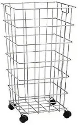 Indian Decor 3180 Spacing Movable Laundry Basket On Wheels/Wire Basket Wheels/Laundry Basket Iron Kitchen Trolley