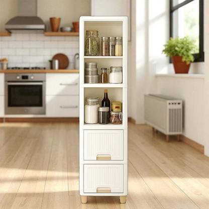 MAXTID 5 Layer White Super Cabinet for Home/Beauty & Parlour and Kitchen Plastic Kitchen Trolley