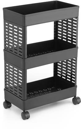 ELIGHTWAY MART Cutlery Kitchen Rack Plastic, 3 layer Plastic Plastic Kitchen Trolley