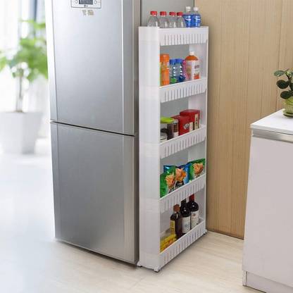 FLIPZON 5 Tier Slim Multipurpose Storage Rack - Space Saving Storage Organizer Plastic Kitchen Trolley