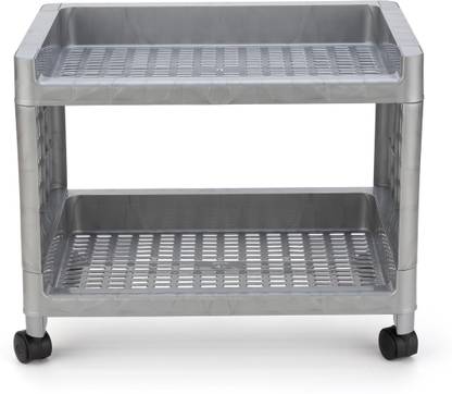 Sorath Rectangular 2 Layer Multipurpose Shelf Stand Basket Rack Trolley Plastic Kitchen Trolley