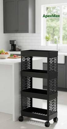 ApexMax SuparMax Multipurpose 4-Tier Floor Mount Shelf Kitchen Organizer Rack Plastic Kitchen Trolley