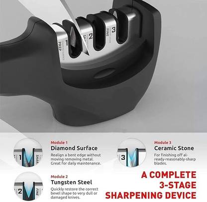 mrquee Fiza Manual Knife Sharpener 3 Stage Sharpening Tool Ceramic Knife Knife Honer