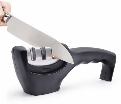 QUICK UNBOX 3 Stage Knife Sharpening Tool For Kitchen Knives Sharpener Ceramic, Diamond and Stainless Steel Knife Sharpening Steel