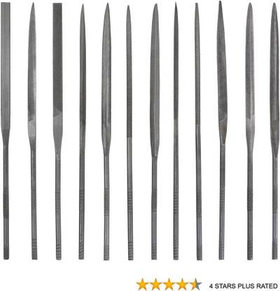Luxuro File Needle (Set Of 12 Pcs) In Plastic Pouch 14 Cm Superior Knife Sharpening Steel