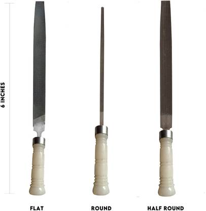 AMB PVC Handle Set of 3 File Flat, Half Round, Round 6 Inch Knife Sharpening Steel
