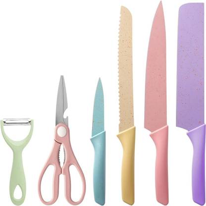 OLTR Professional chef knife & scissors set Colorful Knives 6 Pcs Set Knife