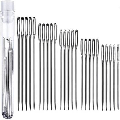 TREXEE 25 pcs Large Eye Knitting Needle Set-5 Sizes Big Eye Hand Sewing Needles Knitting Pin
