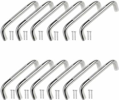 Life Vision Cabinet / Drawer Handles 202 Stainless Steel Premium Quality Round Type Size 4 Inch Pack of 12 Piece Include Free Screw Steel Cabinet/Drawer Handle
