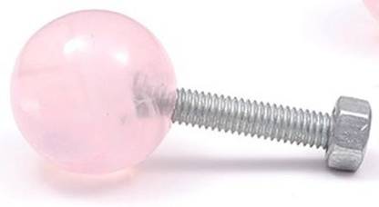 kaashvi Exports Rose Quartz Gemstone Ball Knob Iron Cabinet/Drawer Handle