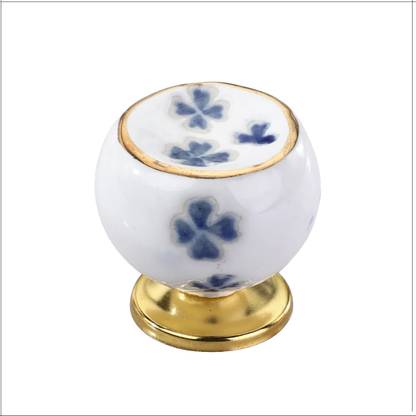 Screwtight Tropical Flower 1-3/5 Inch White Cabinet Knob (CK652-05) Ceramic Cabinet/Drawer Handle