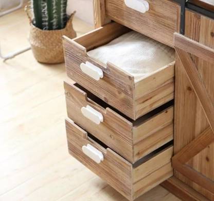 Upkaranwale White Self Adhesive Door Handle Set Good & Stylish Door Handles (Pack of 6) Plastic Cabinet/Drawer Handle