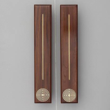 Advait Wooden Main Door Handle with Brass Inlay in Teakwood Wood Door Handle