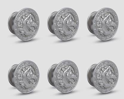 Plantex Horse Face Cabinet Drawer Knob Handle/Round Drawer Pulls and Knobs (Silver) Zinc Cabinet/Drawer Handle