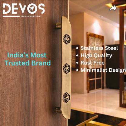 Devos Floral | Antique Gold | CNC Cut | Stainless Steel | 15 Inch | Main Door Handle Stainless Steel Door Handle