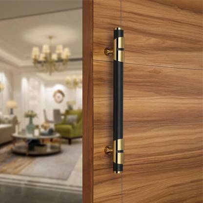 Bzcarts 18" S.S. 1 Pc Black Gold Main Door Handle Set for Wooden Door |Glass Door Handle Stainless Steel Door Handle