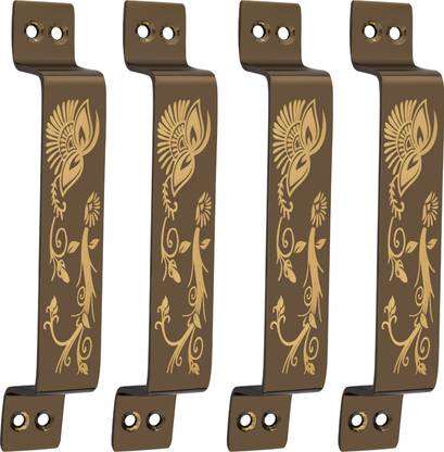 S-Guard Door Fitting, Kitchen, Wardrobe Handles, Flower-6 Inch-Laser Print Gold Antique Stainless Steel Cabinet/Drawer Handle
