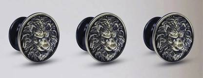Plantex Lion Face Cabinet Drawer Knob Handle/Round Drawer Pulls and Knobs(Brass-Antique) Zinc Cabinet/Drawer Handle