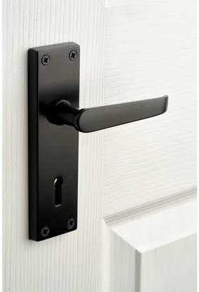 Screwtight Victorian Straight Lever Lock Door Handle - Matte Black - Designer Lever Brass Door Handle