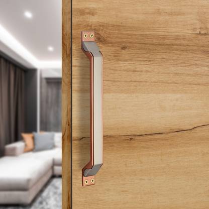 khanak HECTOR MAIN DOOR HANDLE 8 INCH 2 PCS ROSE GOLD SATIN Zinc Cabinet/Drawer Handle