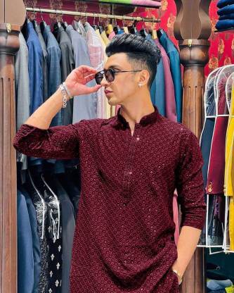 TRADITIONAL ANDAAZ Men Self Design Straight Kurta