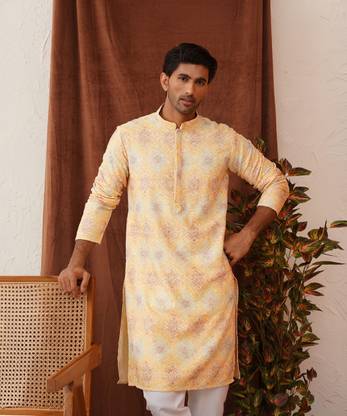 Jompers Men Self Design Straight Kurta