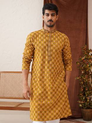 Jompers Men Embroidered Straight Kurta