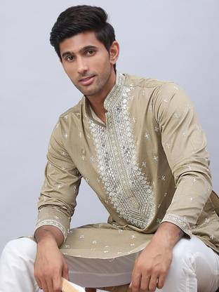 Jompers Men Embroidered Straight Kurta