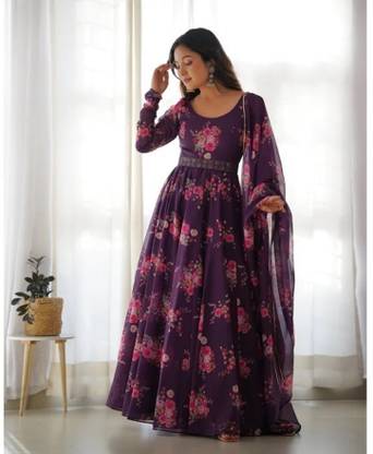 DHANSHVI TEXTILE Women Printed Gown Kurta