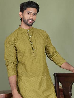 Jompers Men Embroidered Straight Kurta